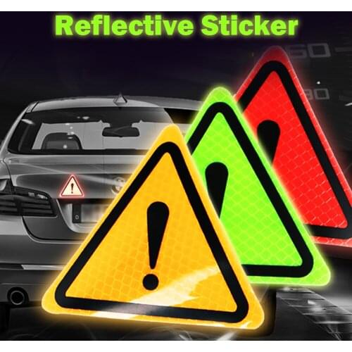 Universal Motorcycle Triangle Warning Label DIY Reflective Warning Stickers Car Bodywork Decorative Paster Diamond Grade