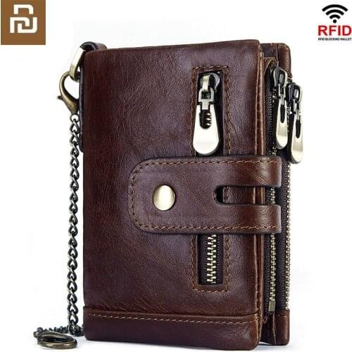 Xiaomi Fashion Luxury Cowhide Wallet RFID Anti-theft Brush Men Coin Purse Male Money Bag Multiple Card Slots Card Holder
