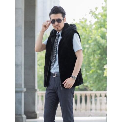 2019 womens outerwear coats new mink fur vest hooded black