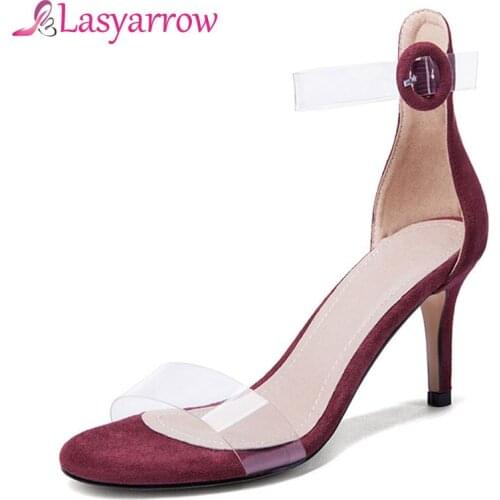 Lasyarrow 2019 PVC Women Platform Sandals Clear High Heels Stiletto Female Transparent Peep Toe Wedding Shoes Sandalia Feminina