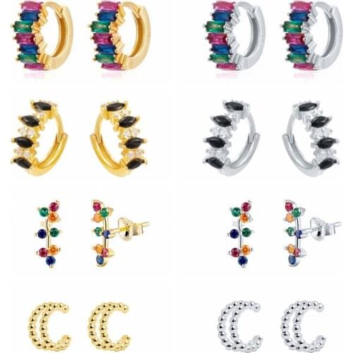 BOAKO Color Diamond Earrings For Women 925 Sterling Silver Stud Earrings Pendientes Mujer Ear Cuff Aretes De Mujer Bijoux #9.9