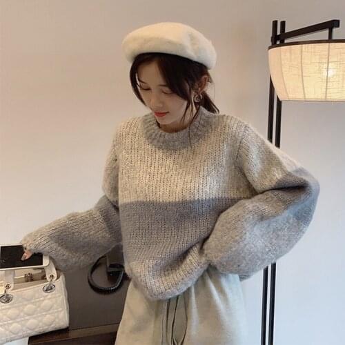 Fringe Woman Sweater Pullover Loose Version Frock Turtleneck Korean Hybrid textile Joint Thicken Languid is Lazy Style