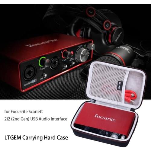 LTGEM EVA Hard Travel Case for Focusrite Scarlett Solo 2i2 (2nd Gen) USB Audio Interface