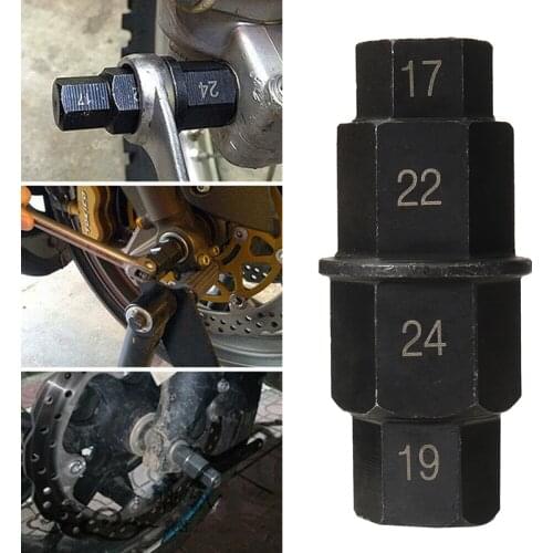 1pc Motorcycle Scooter Front Wheel Axle Spindle Tool Hex Key Socket Sizes 17/19/22/24mm For Honda Kawasaki Suzuki Repair Parts