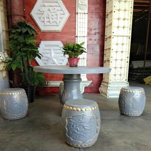 100cm/39.37in Round Classic Chinese Style Traditional Art Texture Flower Design Gardening Decor Table Mold with Stout Chair Mold