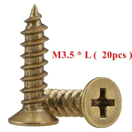 20pcs M3.5*12/16/20/25/30mm Brass Phillips Flat Countersunk head self tapping screws 3.5mm Laptop wood self-tapping screw