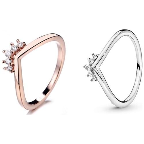 2021 New Free shipping Authentic 925 Sterling Silver Tiara Wishbone Rings For Women European Original DIY Jewelry S925 Ring