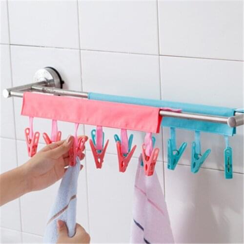 6 Clips/Sets Clothespin Shirts Clothes Hangers Socks Underwear Towel Hooks Bathroom Hotel Closet Organizer Racks Travel Hanger