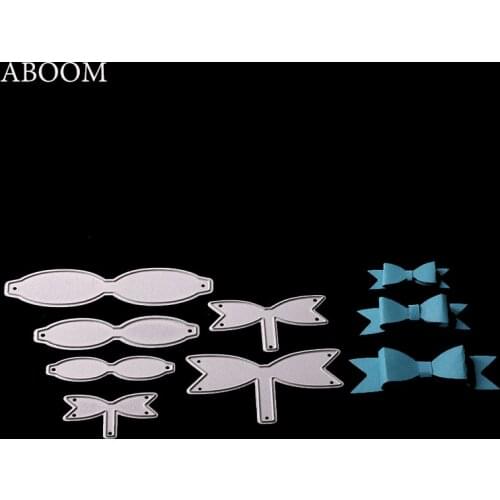 ABOOM New 6Pcs/Lot Bowknot Metal Cutting Dies Stencil Ribbon DIY Scrapbooking Die Cuts Greeting Card Decorative Embossing Folder