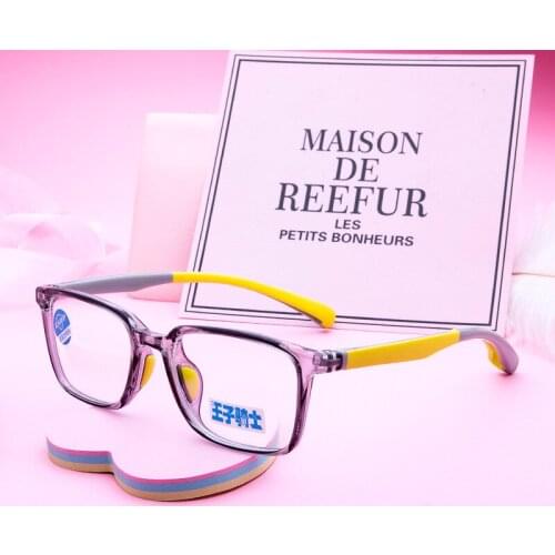 Anti Blue TR90 Plastic Titanium Kids Frame Eyeglasses Children Glasses Silicone Frame Rubber Cat Animal Safe Unbreaken Myopia