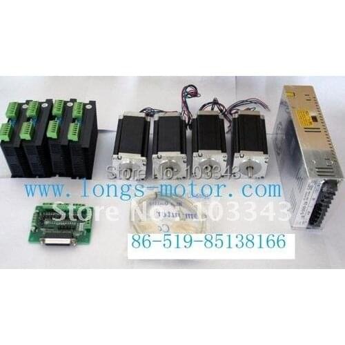 Free Ship to USA 4 Axis Nema 23 stepper motor 425 oz &stepper motor Driver DM542A controller board DB25 CNC--LONGS MOTOR