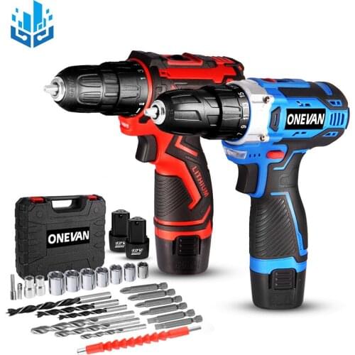 12V Cordless Drill Electric Screwdriver Mini Wireless Power Driver Lithium Battery Home DIY Hand Held Electric Drills Blue/Red