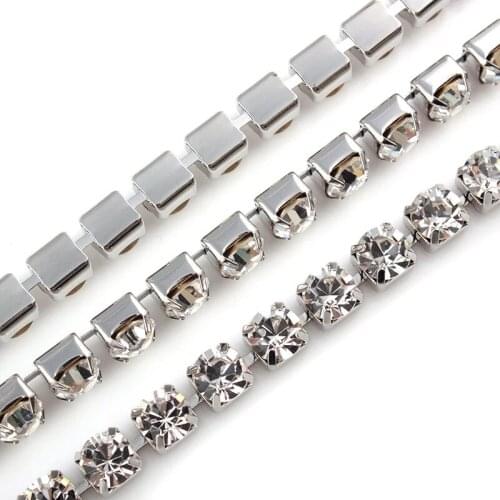 10M/Pack AAA Shiny White Crystal Silver Base Loose Flatback Rhinestones Claw Chain For Clothing Handmade Sew On Decor