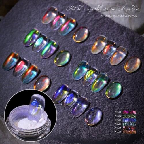 Nail Glitter Powders Mirror Aurora Neon Ice Muscle Dust Nail Art Chrome Pigment Manicure Holographic Decoration