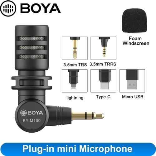 BOYA BY-M100 Omnidirectional 3.5mm TRS Microphone for Canon Nikon Sony DSLR Camera Camcorder Audio Recorder Video Recording Mic