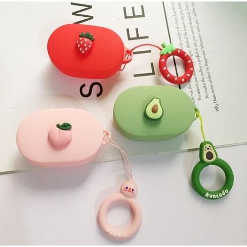 For Xiaomi Redmi AirDots S Case Cartoon Cute Fruit Anti-lost key Ring Silicon Protect Cover AirDots 3 pro Wireless Earphone Case