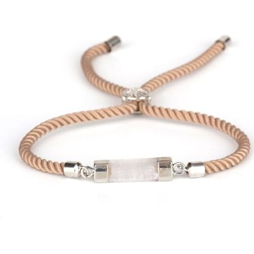 Dankaishi Spacer Natural Stone Charm Bracelet Adjustable Macrame Rope Chain Link Bracelet Bangle for Girl Fashion Simple Style