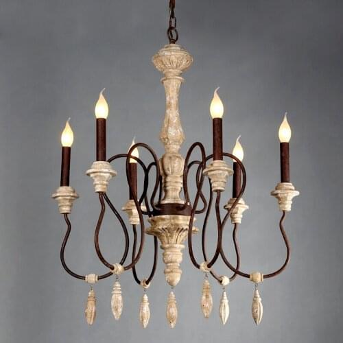 Rustic iron chandelier 6 candle lights classic american chandelier beautiful hanging lights in shopping mall stair dining room