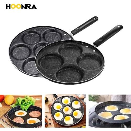 HOONRA Four-hole Frying Pot Thickened Omelet Pan Non-stick Egg Pancake Steak Pan Cooking Egg Ham Pans Breakfast Maker