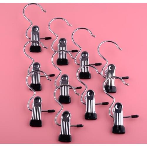 LETAOSK New 10pcs Portable Slip-resistant Laundry Metal Socks Travel Home Hook Clothes Pin Boot Shoes Hanger Hold Pants Clips