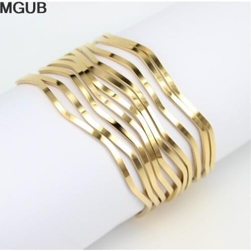 MGUB 10pcs/set stainless steel jewelry bracelet Gold color male and female minimalist jewelry excellent 3mm