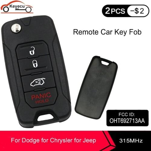 KEYECU Modified Folding Remote Key Fob 315MHz ID46 for Chrysler 200 300 Sebring PT Cruiser Liberty FCC: OHT692713AA , M3N5WY72XX