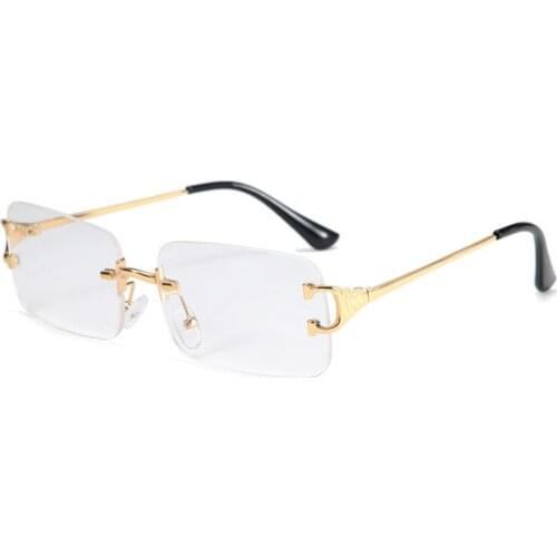 2021 new mens frameless rectangular sunglasses 17297 retro fashion luxury brand small square retro sunglasses
