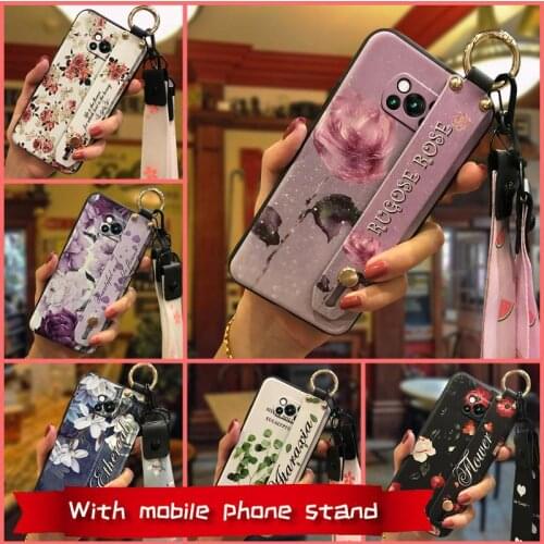 Back Cover Soft Case Phone Case For Xiaomi Poco X3 NFC Anti-knock Kickstand Waterproof Wrist Strap