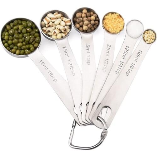 6 pcs Stainless Steel Measuring Spoon Folding Seasoning Measuring Cup and Spoon Set Baking Cooking Tool Measuring Tools Set