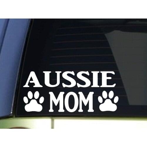 Aussie Mom sticker 8.5 inch wide vinyl australian shepherdl training window Sticker