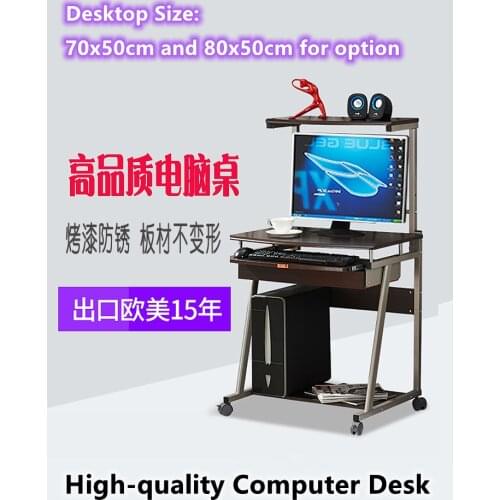 70x50cm Desktop Computer Desk Small Simple Home Study Desk with Drawer Bookshelf Combination Multi-layer Movable Mini White Desk
