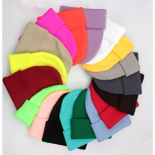 Wholesale Solid Unisex Beanie Autumn Winter Wool Blends Soft Warm Knitted Cap Men Women Hats Gorro Ski Caps 300PCS/lot