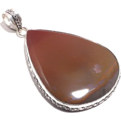 Genuine Dendrite Opal Pendant Silver Overlay over Copper , Hand made Women Jewelry gift, P8419
