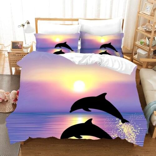 3D Dolphin Bedding Set For Kids Adult Bedroom Decor Fish Animal Duvet Cover Queen Size Print Bed Set Home Textiles Bedclothes