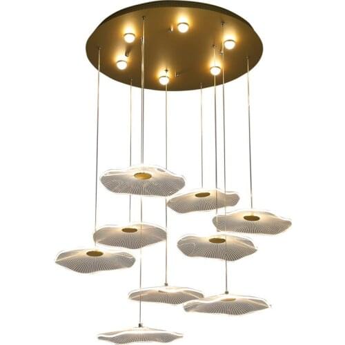 Loft Pendant Light Nordic Simple Creative Lotus Leaf LED Hanging Lamp For Hotel Villa Lobby Staircase Art Decoration New Arrival