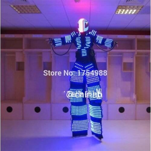 DHL Free RGB full colors LED robot /LED costumes with helmet for dance satge show event night club and party supply