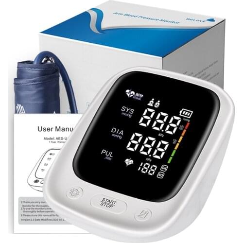 Portable Sphygmomanometers Monitor Tonometer Automatic Upper Arm LED Diaplay Screen Monitors BP Heart Rate Pulse Meter