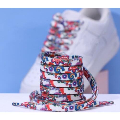 Cashew Flower Casual Sports Shoelaces 120/140 / 160cm Men Women Red Black Blue Hand Painted Basketball Shoe Laces 2021 New