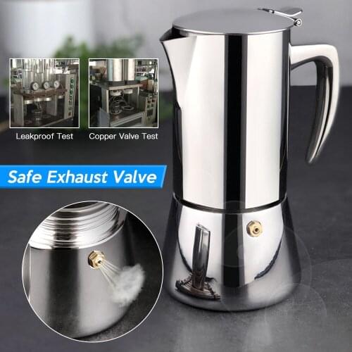Press Coffee Maker Espresso Stovetop Stainless Steel Moka Pot Portable Cafetiere
