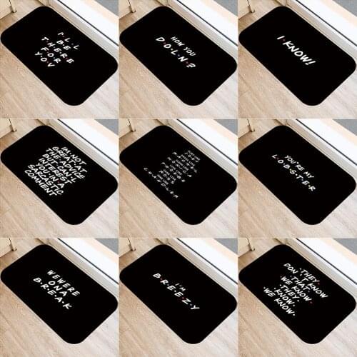 40x60cm Bathroom English Letter Print Non-Slip Water Absorption Doormat Flannel Funny Printing Floor Rug Carpet