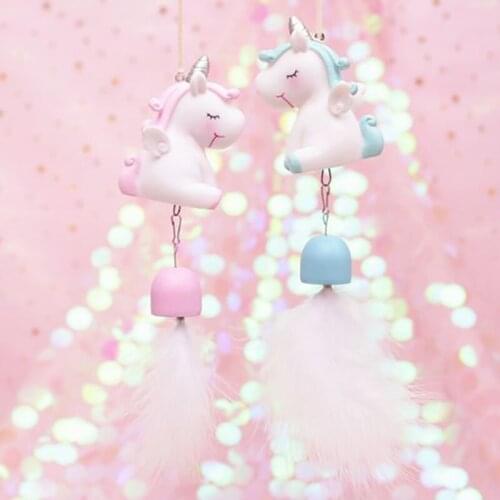 Dropship Teenage Student Cute Gift Car Hanging Resin Ornaments Creative Cartoon Unicorn Wind Chimes For Birthday Present