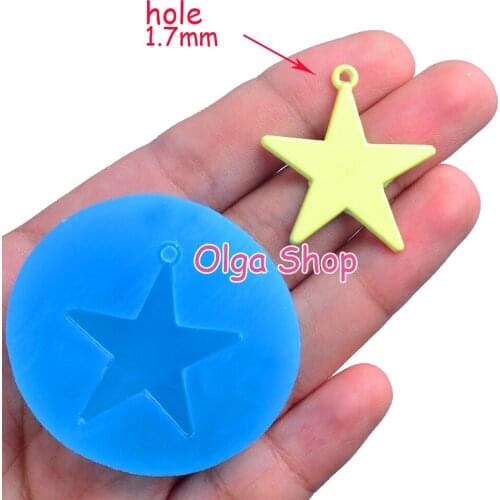 PYL390 29.1mm x 27.6mm Pentacle Pendant Silicone Mold Fondant Cake Decoration Candy Resin Clay Earrings Necklace Craft Soap