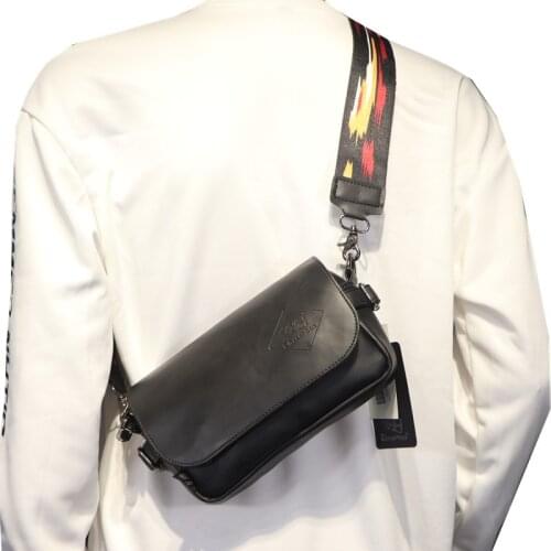 Luxury Fashion Korean Style Mens Messenger Bags Casual Crossbody Bag Small Leather Black Shoulder Sling Bag Daily Phone Bag