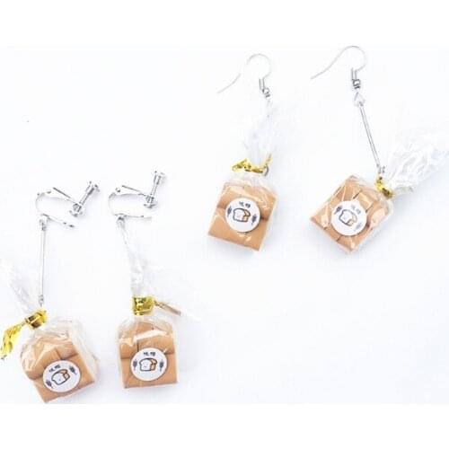 Handmade Simulation Food French Bread Toast Dangle Drop Earrings Cute Unique Toast Bread Earrings Women Fashion Jewelry