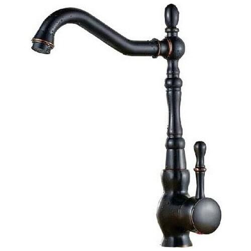 Kitchen Wet Bar Bathroom Vessel Sink Faucet Black Oil Rubbed Bronze One Handle Swivel Spout Mixer Tap Single Hole msf098