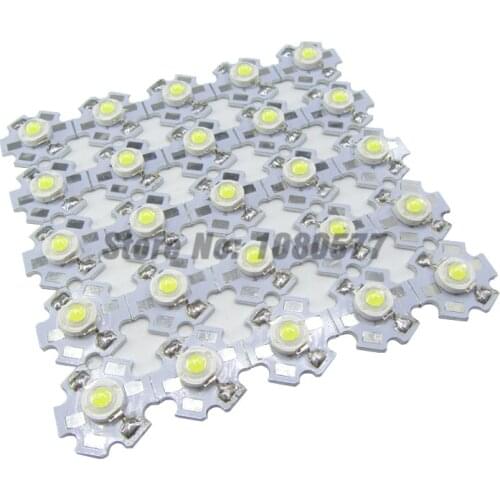 25pcs 1W 3W High Power LED Full Spectrum White Warm white Green Blue Deep Red 660nm Royal blue With 20mm White & Black Star PCB
