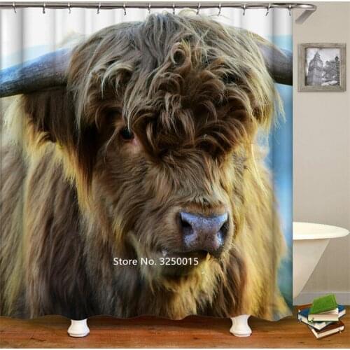 3D Cute Animal Print Goat Horse Marmot Sloth Hippo Panda Shower Curtain Cool Plane Sports Car Vintage Train Waterproof Curtain