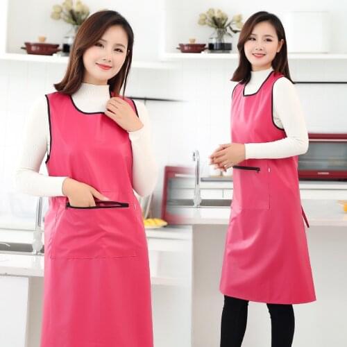 Vest-style waterproof and oil-proof apron fashion household kitchen coveralls wear soft leather ladies waist gown