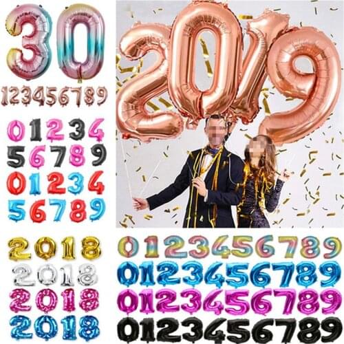 High Quality 32 Inch Number Balloons Blue Black Gold Silve Number Foil Balloons Baby Shower Happy Birthday Party Wedding Globos