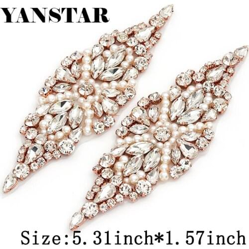 YANSTAR (10pcs)Wholesale Crystal Appliques Wedding Dress Belt Rhinestones Appliques Sewing on For DIY Bridal Sash Belt YS981